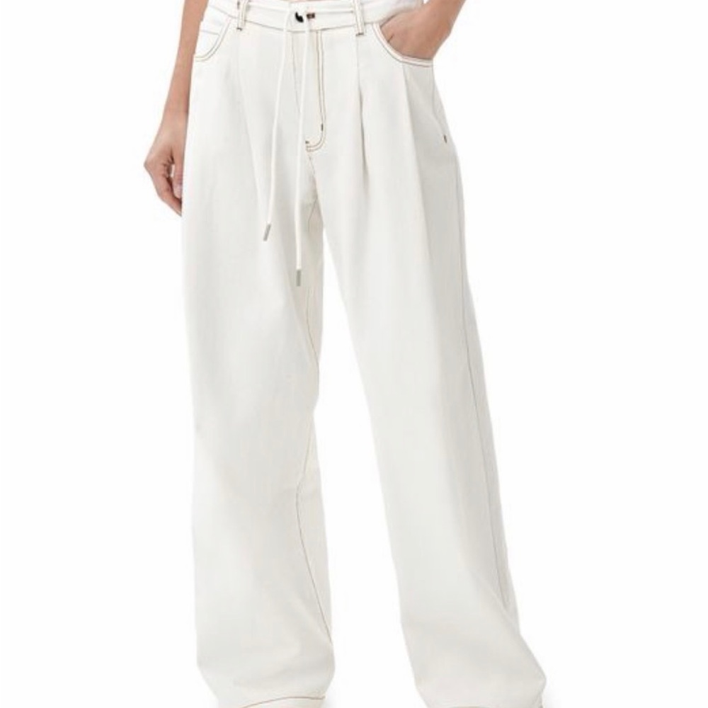 Lioness White Slouch Tie Up Jeans